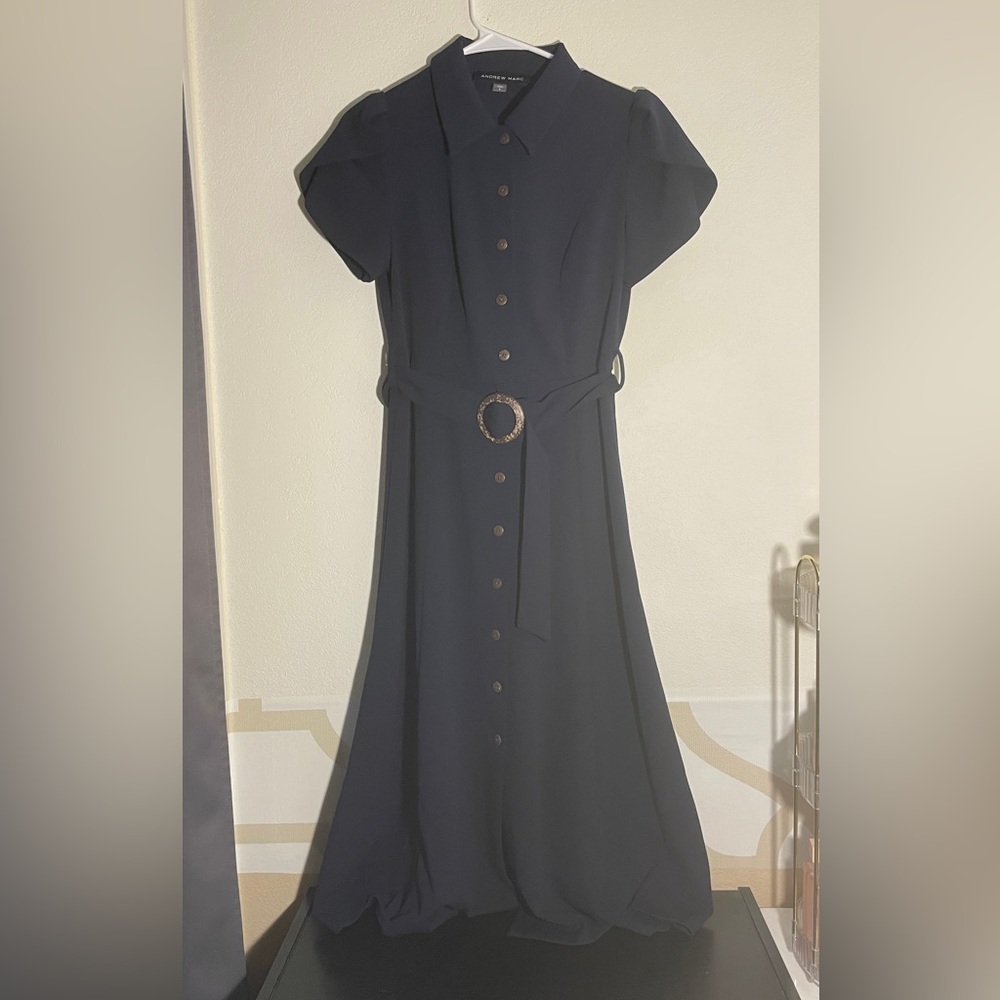 Andrew Marc Navy Button-Down Maxi Dress - Size 6